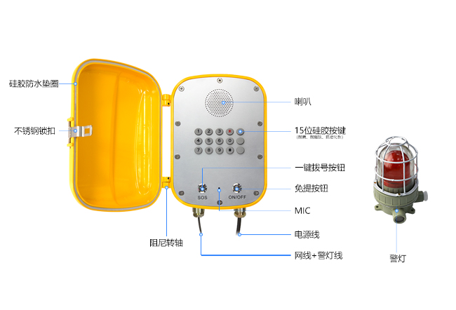 防爆免提声光报警防水电话机(图3)